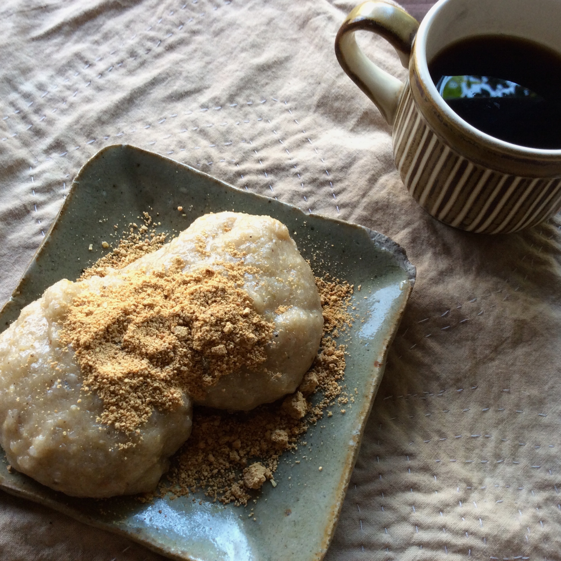 自己満足きな粉玄米餅＆珈琲